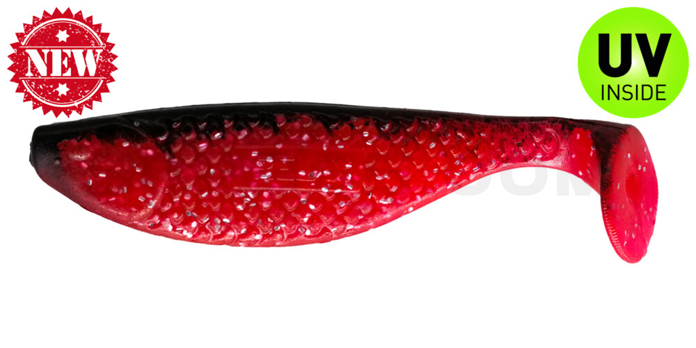Aqua 4" (ca. 10,0 cm) rot-silber glitter / schwarz