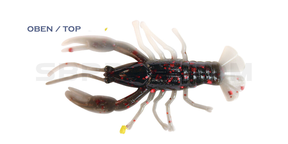 Baby Crawfish 2" (6,5cm) reinweiss-schwarz roter Glitter