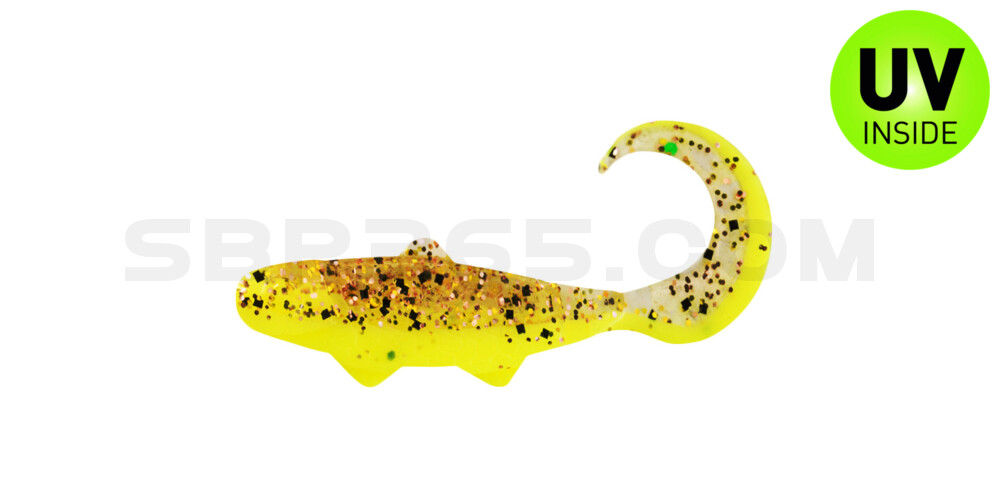Banjo Twister 1" (ca. 3,5 cm) fluogelb  / klar kupfer, schwarz Glitter