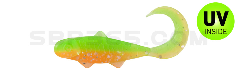 Banjo Twister 1" (ca. 3,5 cm) orange-Glitter / fluogrün-Glitter