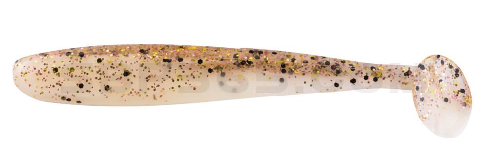 Bass Shad 3“ (ca. 9 cm) reinweiss / klar kupfer, schwarz Glitter