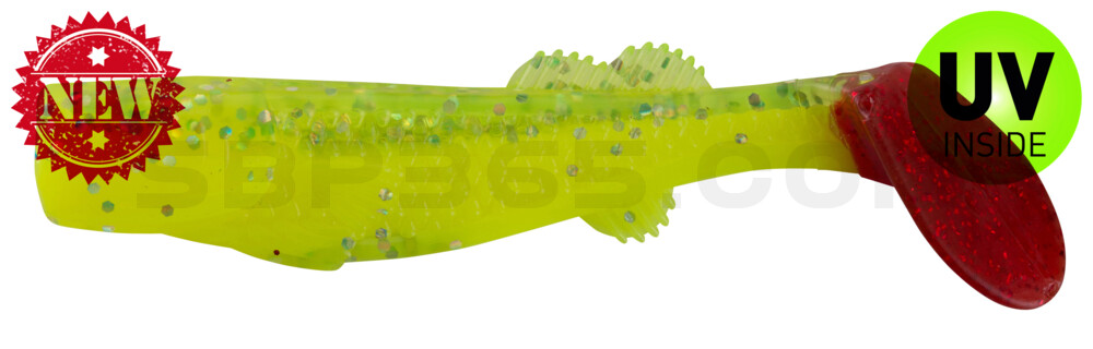 California 3" (ca. 8,0 cm) fluogelb  / fluogrün-Glitter