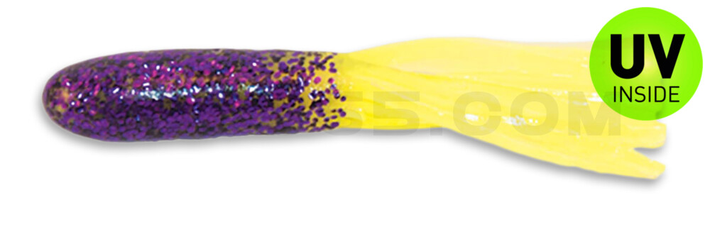 Crappie Tube 1.75" (ca. 4,5 cm) Purple Glitter/Chartreuse