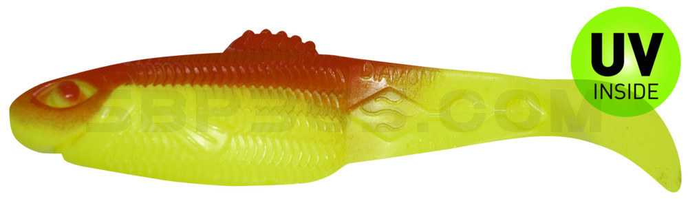 Diamond-Shad 2,5" (ca. 7,0 cm) fluogelb / rot