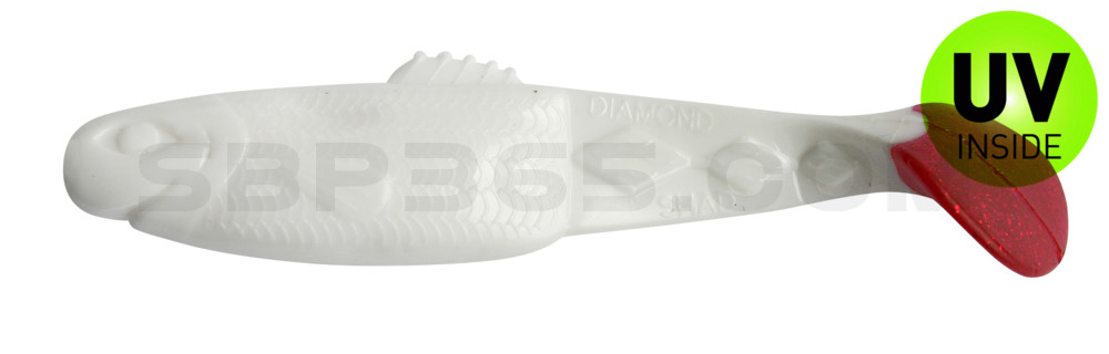 Diamond-Shad 2,5" (ca. 7,0 cm) reinweiss / Red Tail