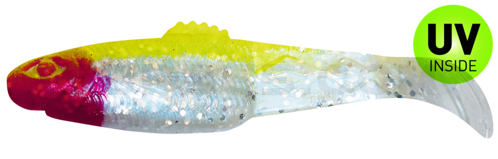 Diamond Shad 3,5" (ca. 10,0 cm) blauperl-Glitter / fluogelb