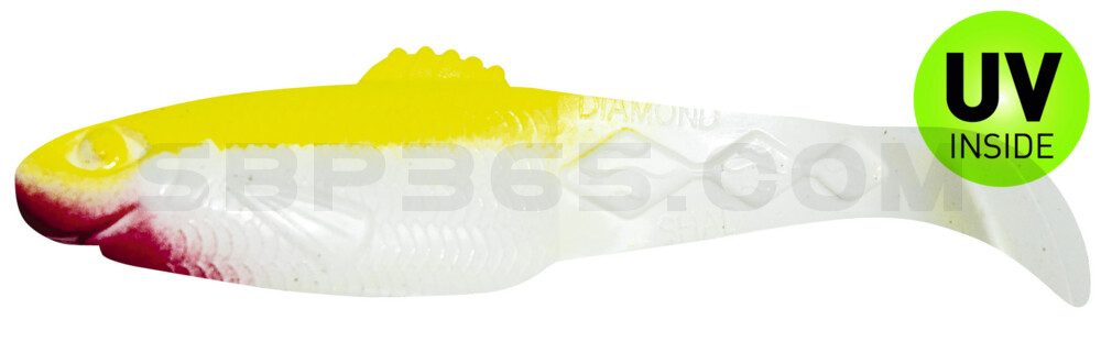 Diamond Shad 3,5" (ca. 10,0 cm) reinweiss / fluogelb