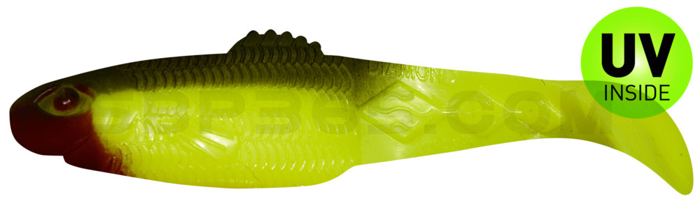 Diamond Shad 5" (ca. 13,5 cm) fluogelb / boddengrün