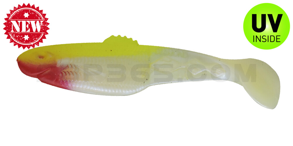 Diamond Shad 5" (ca. 13,5 cm) im Original Relax ZIP BAG blauperl / fluogelb