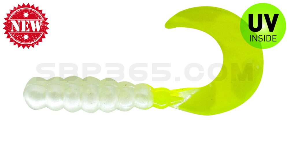 Fat Grub 2" (ca. 5 cm) Pearl/chartreuse