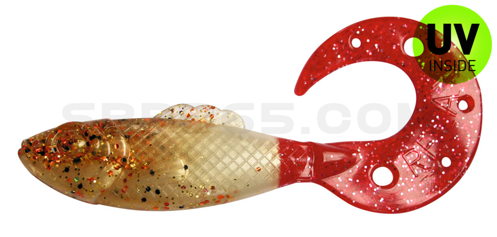 Killer Grub 4" (ca. 12,0 cm) goldperl / Desert-Sand / red tail