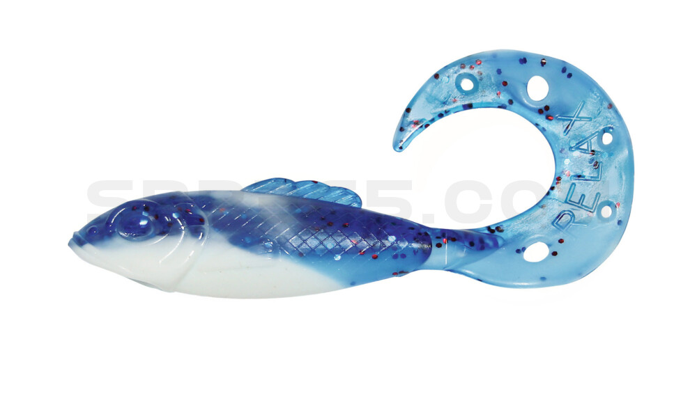 Killer Grub 4" (ca. 12,0 cm) reinweiss / klar blau Glitter