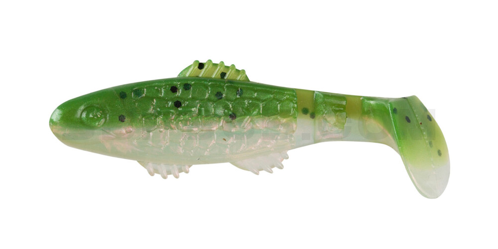 Killer Shad 2" (ca. 5,0 cm) perl / dunkelgrün Glitter (Rainbow)