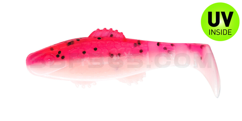 Killer Shad 2" (ca. 5,0 cm) reinweiss / hot pink Glitter