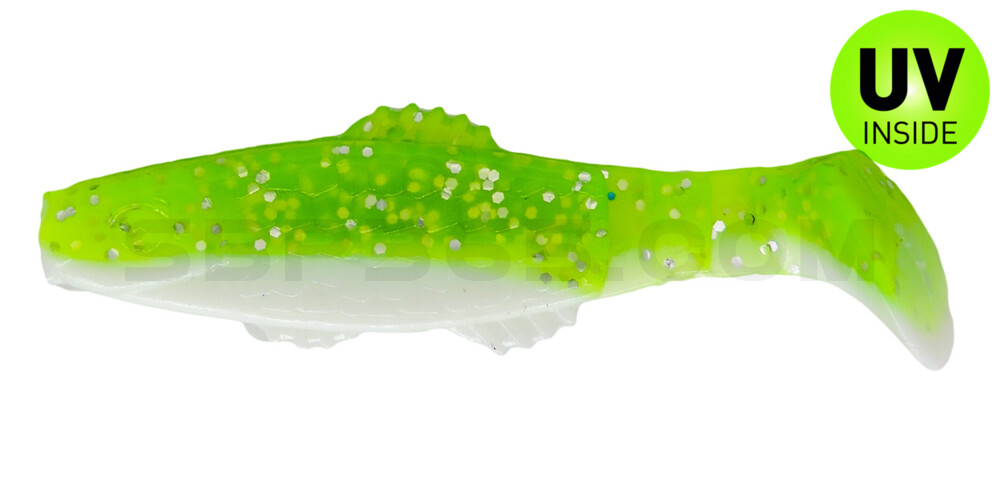 Killer Shad 3" (ca. 8,0 cm) reinweiss / grün-Glitter