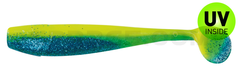 King-Shad 3" (ca. 8,0 cm) fluogelb / sky-blue Glitter