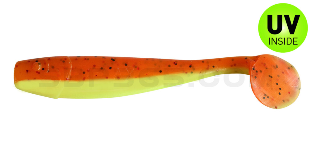 King-Shad 4" (ca. 11,0 cm) fluogelb  / orange-silber Glitter