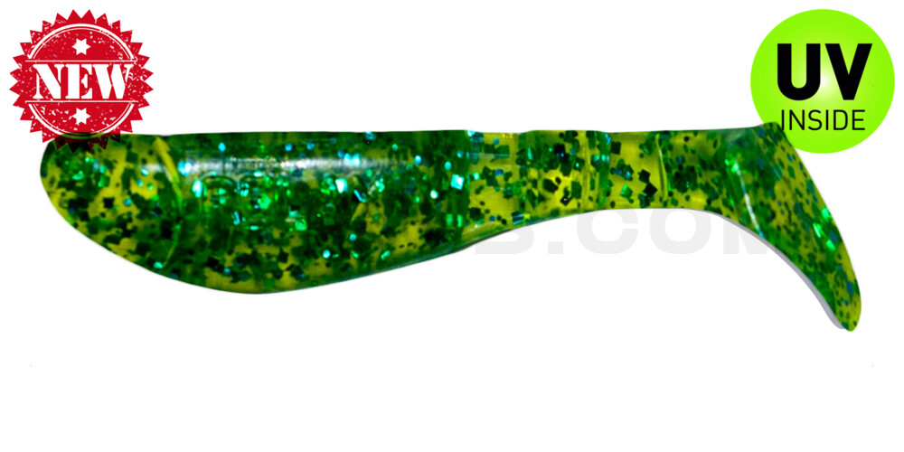 Kopyto-Classic 2,5" (ca.7,0 cm) chartreuse-blau Glitter