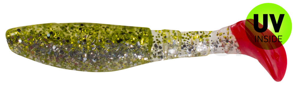 Kopyto-Classic 3" (ca. 8,0 cm) klar silber Glitter / chartreuse Glitter / red tail