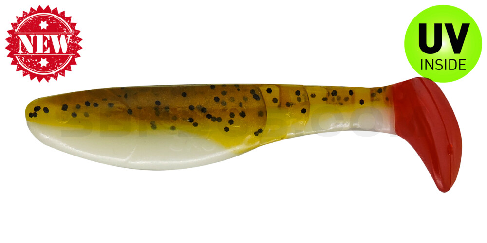 Kopyto-Classic 3" (ca. 8,0 cm) reinweiss / olivebraun-Glitter / red tail