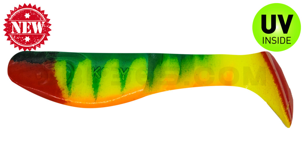 Kopyto-Classic 3" Zander (ca. 8,0 cm) fluogelb / Zander blau / bauch: orange / red tail