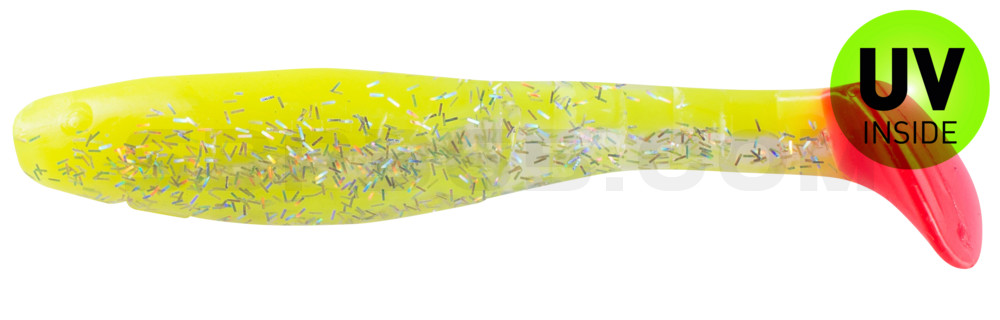 Kopyto-Classic 4" (ca. 11,0 cm) fluogelb  / fluogrün-Glitter / red tail