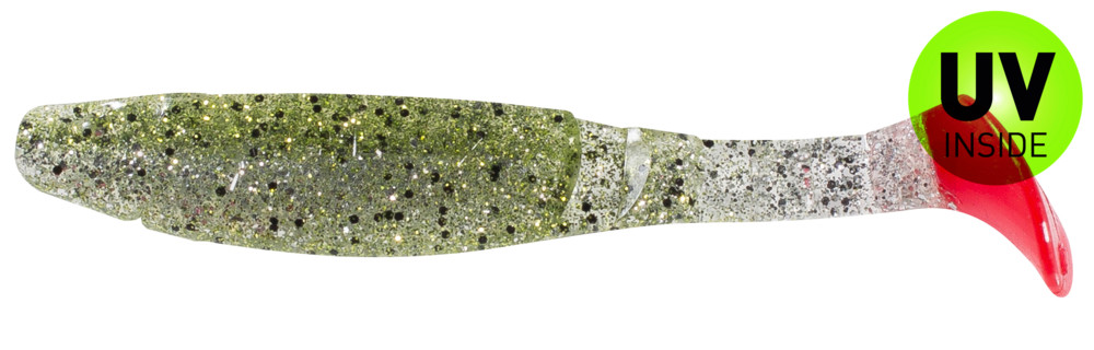 Kopyto-Classic 4" (ca. 11,0 cm) klar silber Glitter / chartreuse Glitter / red tail