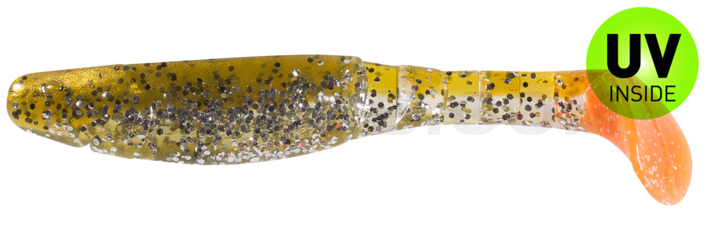 Kopyto-Classic 4" (ca. 11 cm) im Original Relax ZIP BAG klar silber Glitter / olivebraun-Glitter / red tail