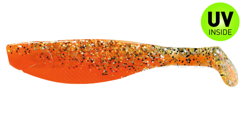 Kopyto-River 4" (ca. 11,0 cm) im Original Relax ZIP BAG (wiederverschließbar) orange / klar gold,schwarz Glitter