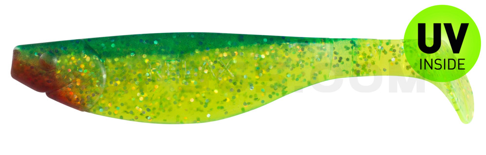 Kopyto-River 5" (ca. 13,0 cm) grün(chartreuse)-Glitter / blau