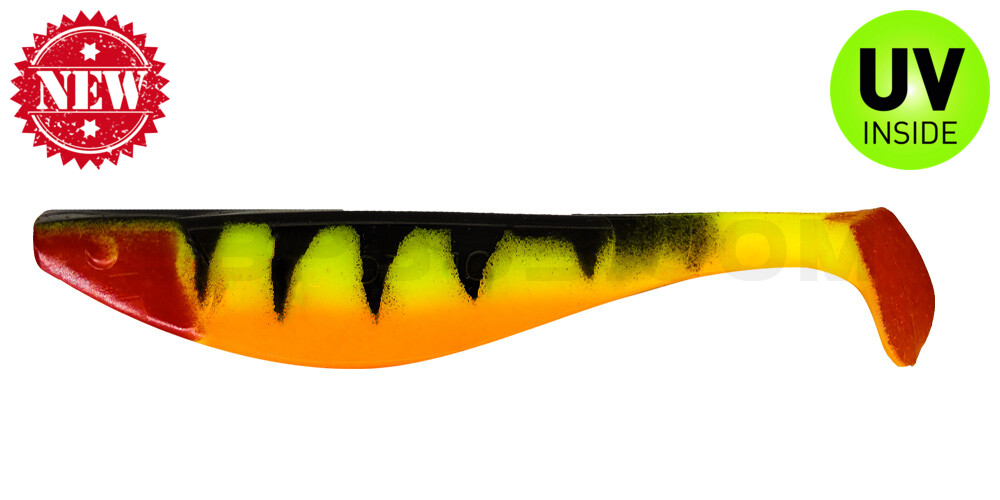 Kopyto-River 6" (ca. 16,0 cm) Zander fluogelb / Zander / bauch: orange / red tail