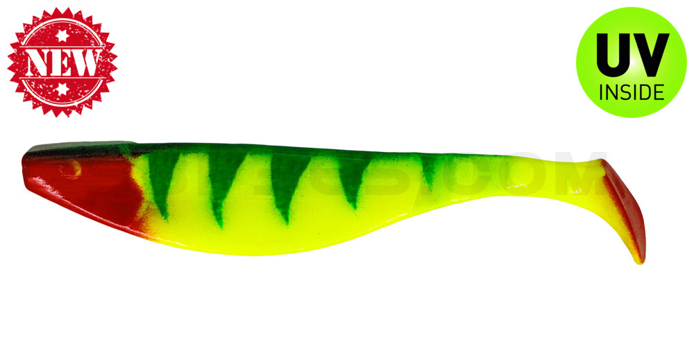 Kopyto-River 6" (ca. 16,0 cm) Zander fluogelb / Zander blau / red tail