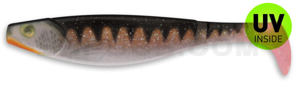 Kopyto-River Nature 6" (ca. 16,0 cm) hot pink Glitter  / Zander / Bauch: weiß