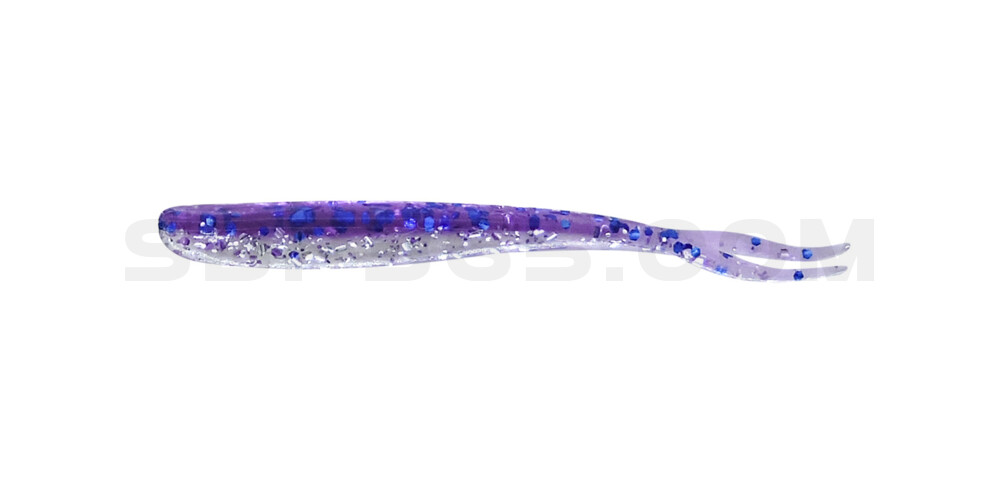 Oklahoma 2,75" (ca. 7,5 cm) im Original Relax ZIP BAG klar silber Glitter / violett-electric blue Glitter