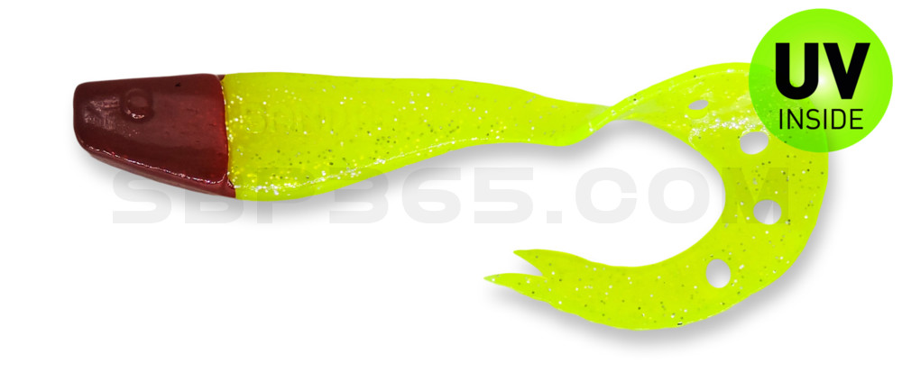 Sandra 6" (ca. 15 cm) grün(chartreuse)-Glitter / Red Head