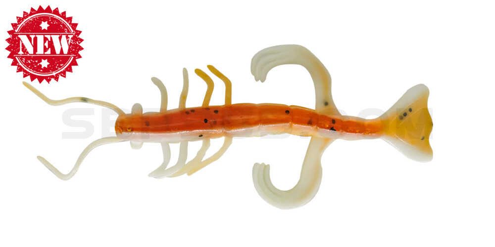Shrimp 3" (ca. 8,0 cm) reinweiss / olivebraun-Glitter