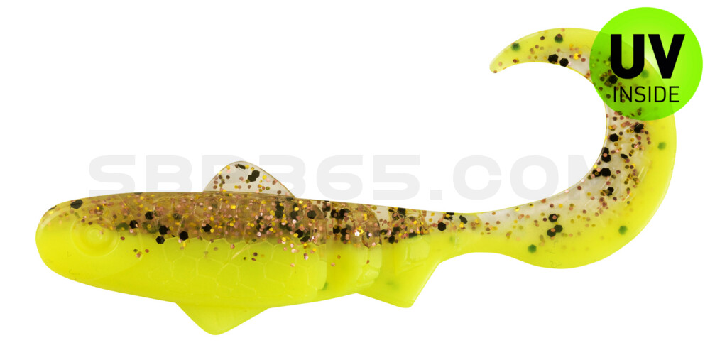 Super Banjo 3" (ca. 7,5 cm) fluogelb  / klar kupfer, schwarz Glitter