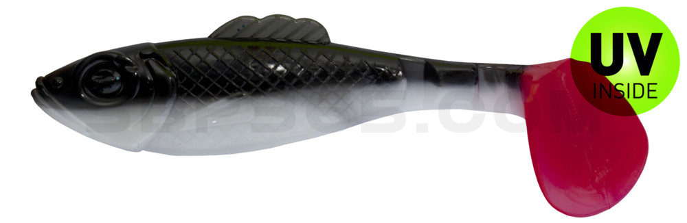 Super Shad 4" (ca. 11 cm) reinweiss / schwarz / red tail