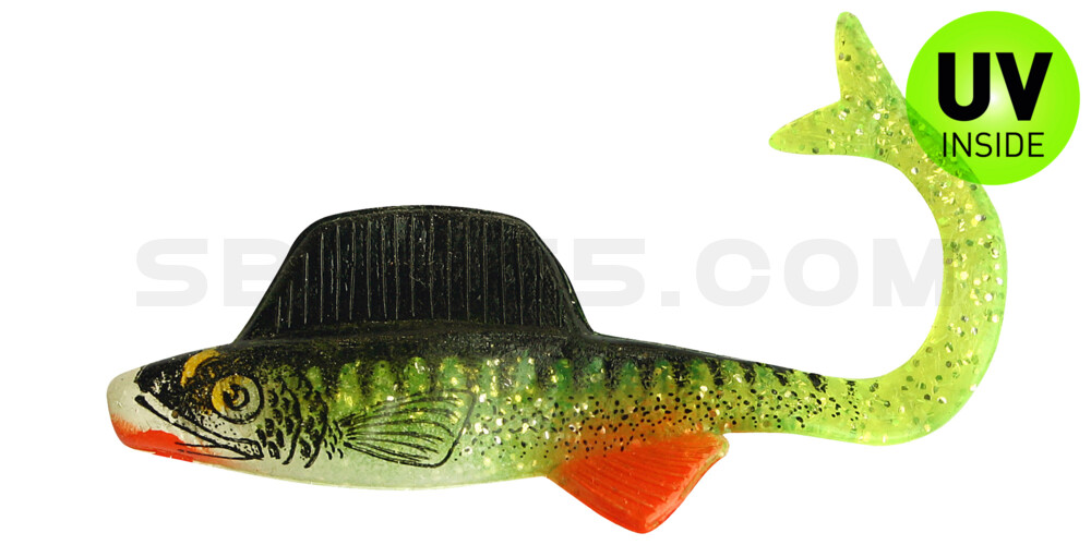 Supernatural Shad Grub 2,75" (ca. 6,7 cm) grün(chartreuse)Glitter / Zander / Bauch: weiß