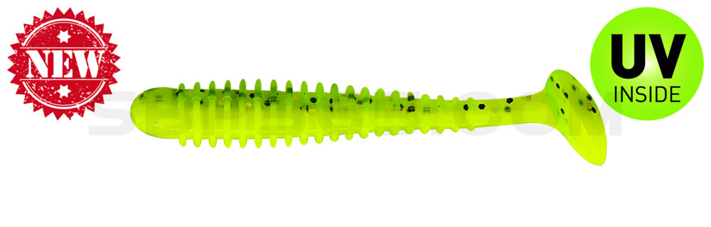Texas 2,5" (ca. 6,5 cm) fluogelb  / grün-Glitter