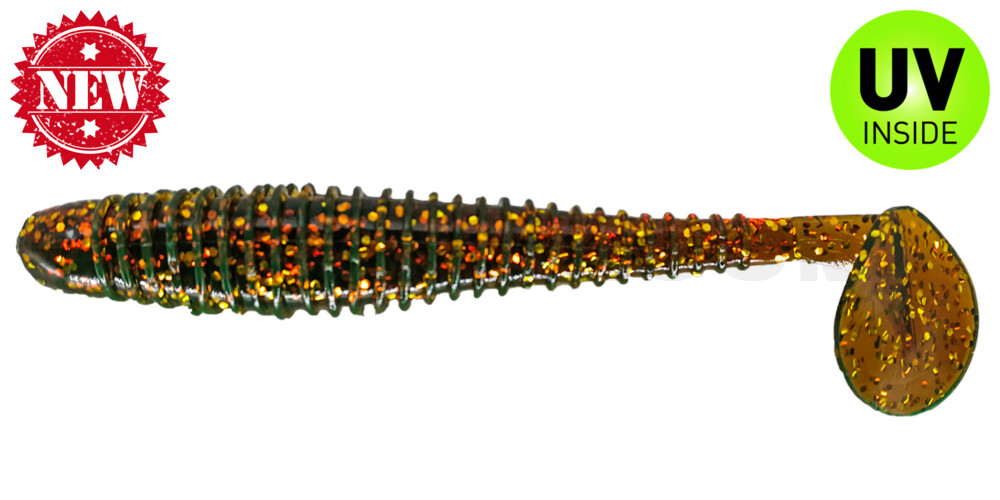 Texas 5" (ca. 13 cm) motoroil-gold-Glitter