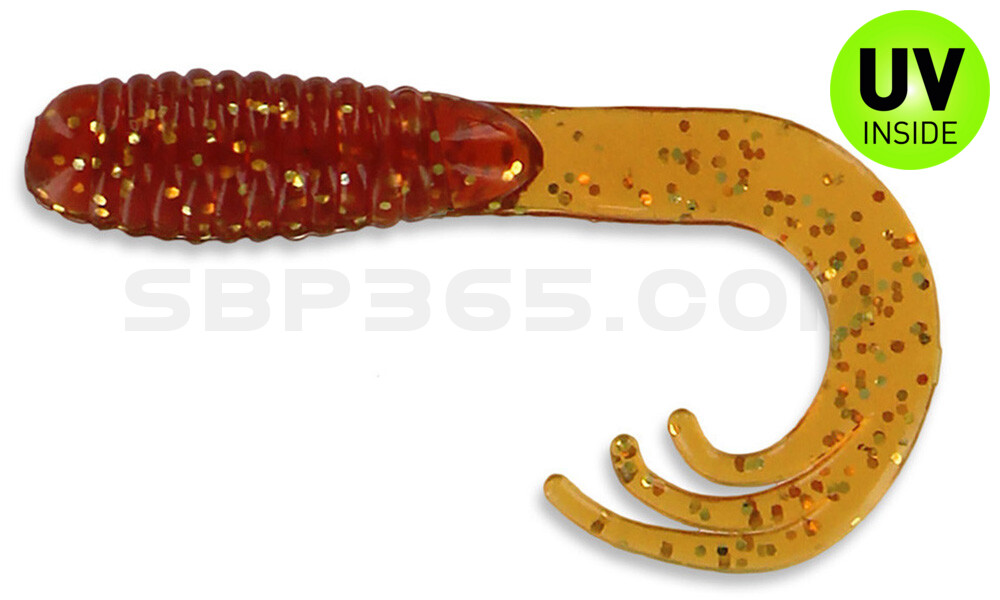 Triple Tail Grub 2"  (ca. 5 cm) Motor Oil Gold