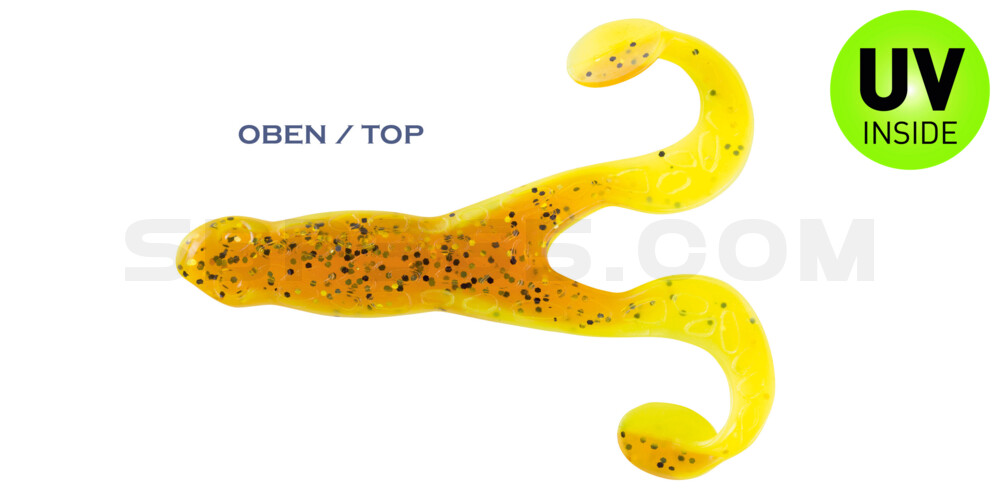 Turbofrog 4" (ca.12,0 cm) fluogelb  / olivebraun-Glitter