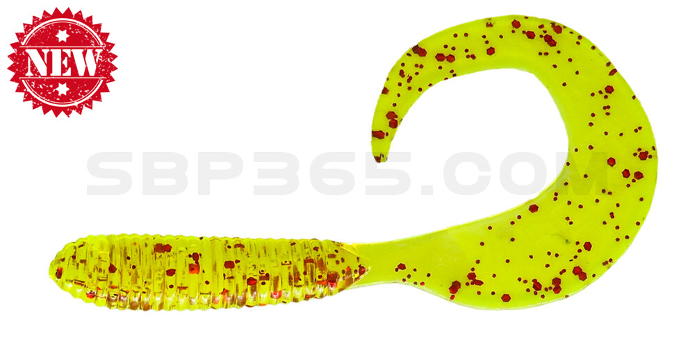 Twister 2,5" regulär (ca. 6,0 cm) chartreuse-rot-glitter
