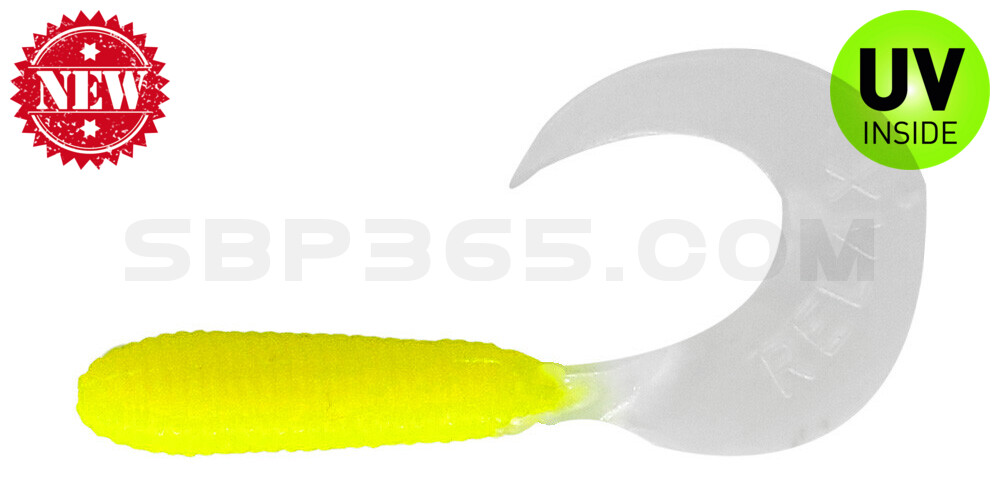 Twister 2,5" regulär (ca. 6,0 cm) fluogelb / weiß