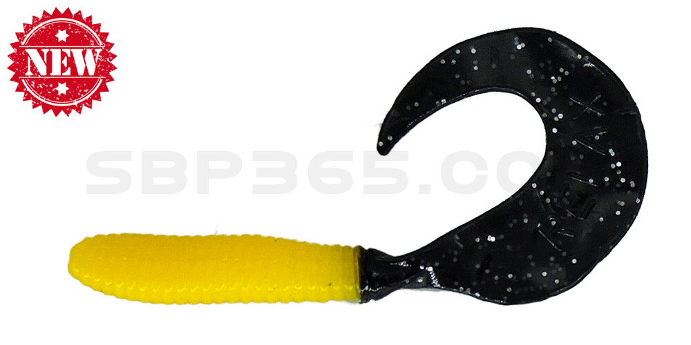 Twister 2,5" regulär (ca. 6,0 cm) gelb / schwarz-silber-glitter