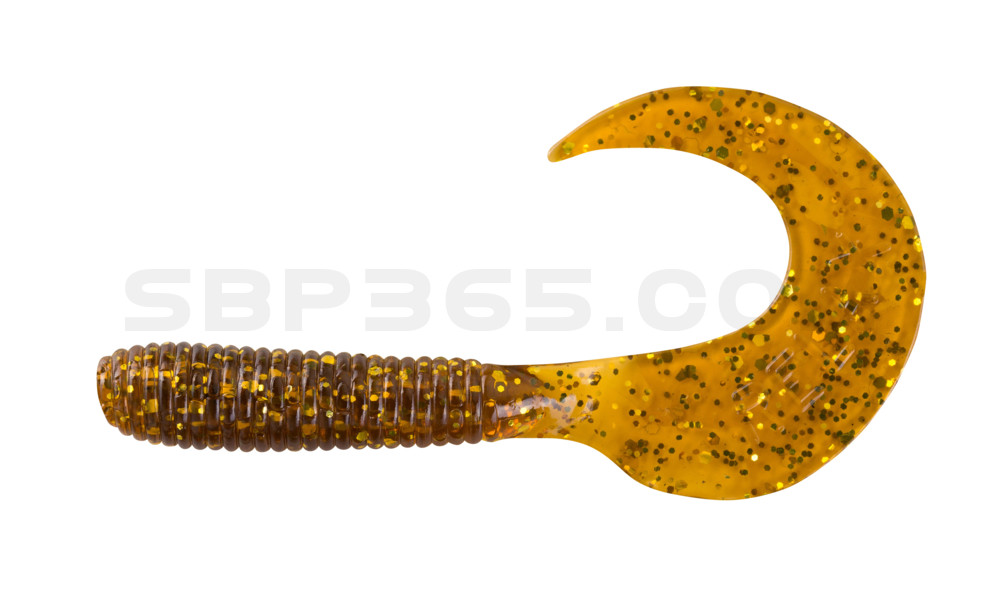 Twister 2,5" regulär (ca. 6,0 cm) klar bernstein glitter