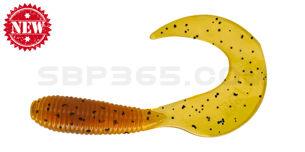 Twister 2,5" regulär (ca. 6,0 cm) klar bernstein schwarzer glitter