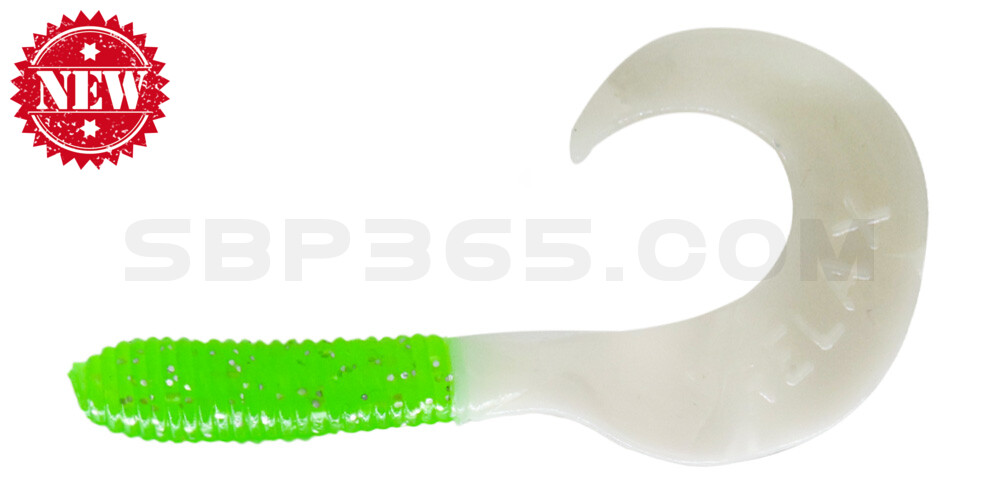 Twister 2,5" regulär (ca. 6,0 cm) lime-glitter / weiß