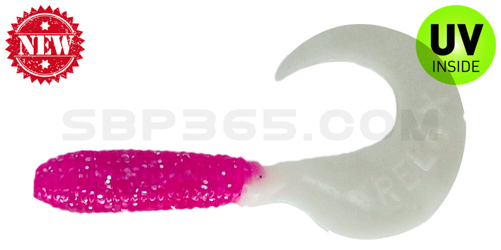 Twister 2,5" regulär (ca. 6,0 cm) pink silber-glitter / weiß